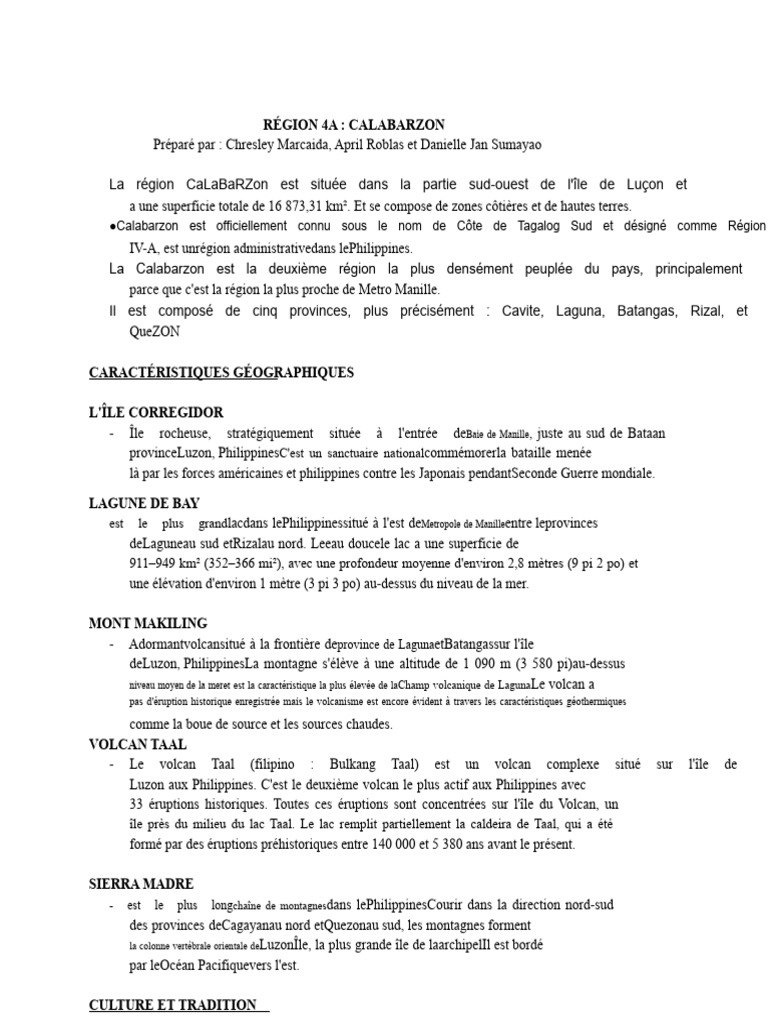 Découverte de la région Calabarzon | PDF | Manille | Philippines