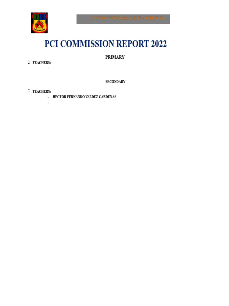 Commission Report Pci 2022. | PDF