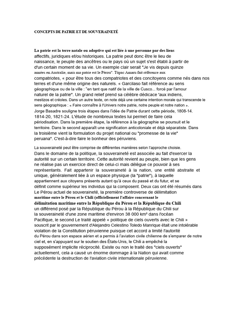 Concepts de Patrie et Souveraineté | PDF | Chili | Pérou