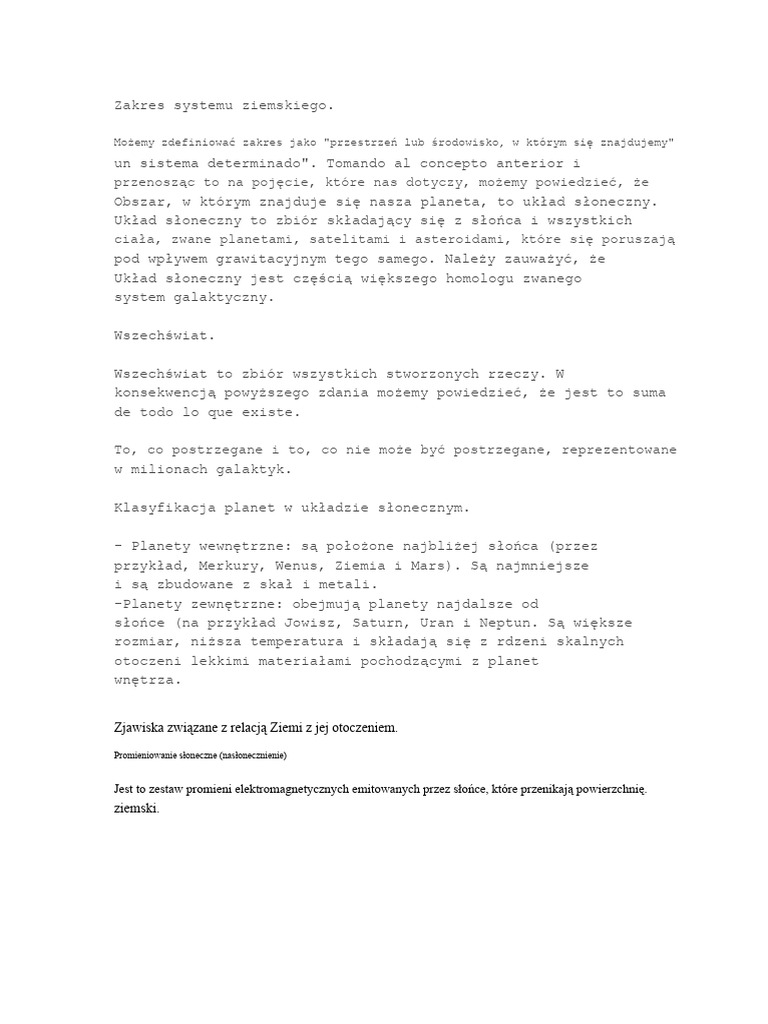 Zakres Systemu Ziemia | PDF