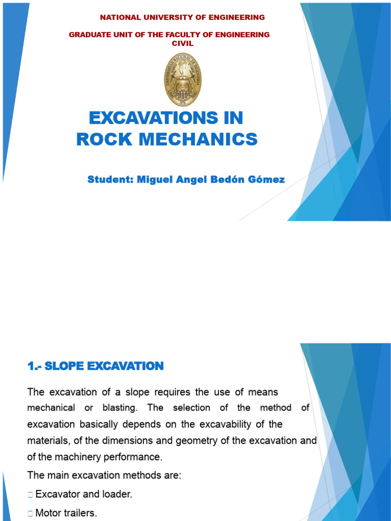 Rock Mechanics Excavation Methods | PDF | Waves | Geology