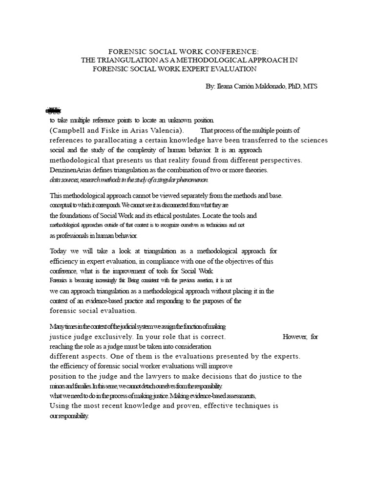 Triangulation in Forensic Social Work | PDF | Methodology | Evaluation