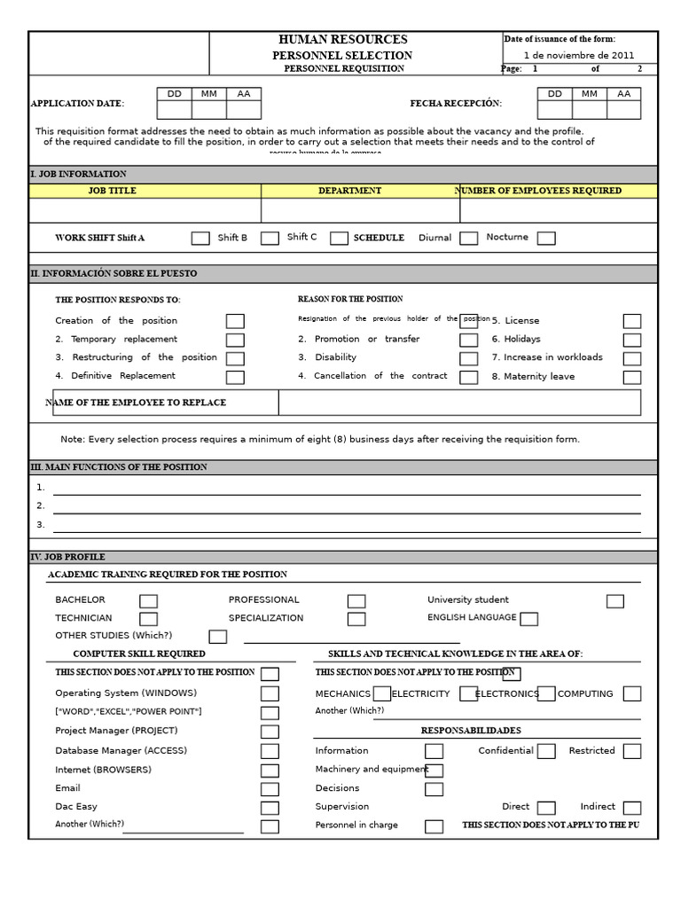 Personnel Requisition | PDF | Computing