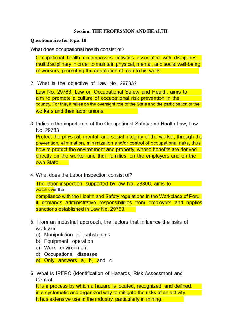 Question Bank of Topic 9 | PDF | Occupational Safety And Health | Hazards