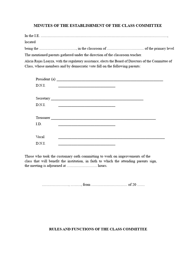 Minutes of The Formation of The Classroom Committee | PDF | Teachers ...