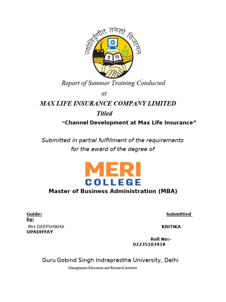 Pdfcoffee.com Max Life Insurance Project Report Edit PDF Free | PDF ...