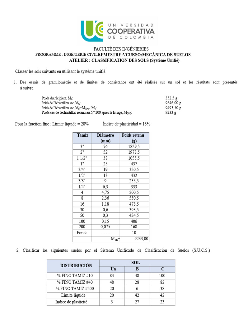 Classification des sols selon S.U.C.S. et AASHTO | PDF