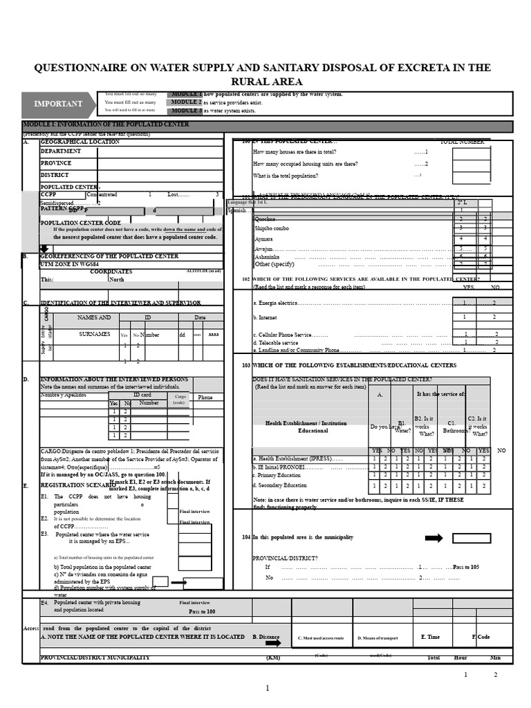 3.-Rural Diagnosis Questionnaire - Modules I, II, and III | PDF ...
