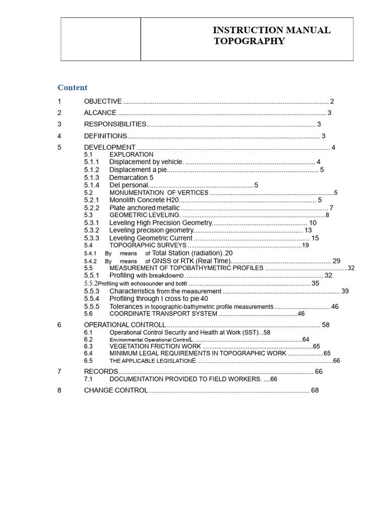 Topography Instruction Manual Guide | PDF | Surveying | Topography