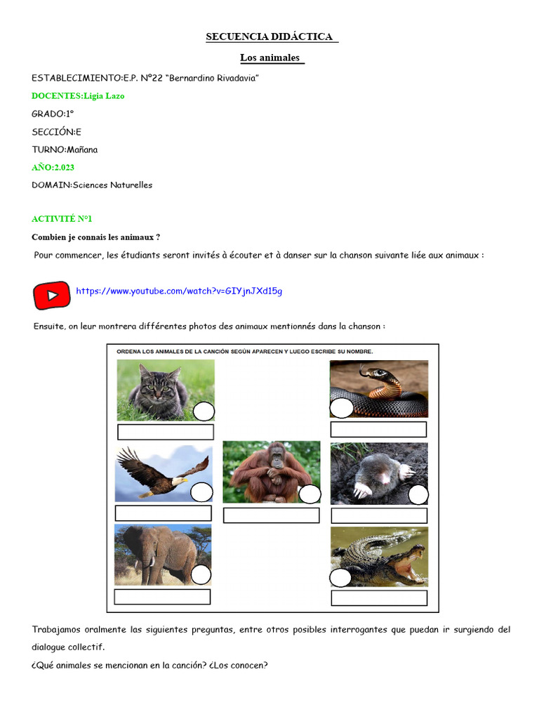 Séquence didactique sur les animaux | PDF | Squelette | Amphibiens