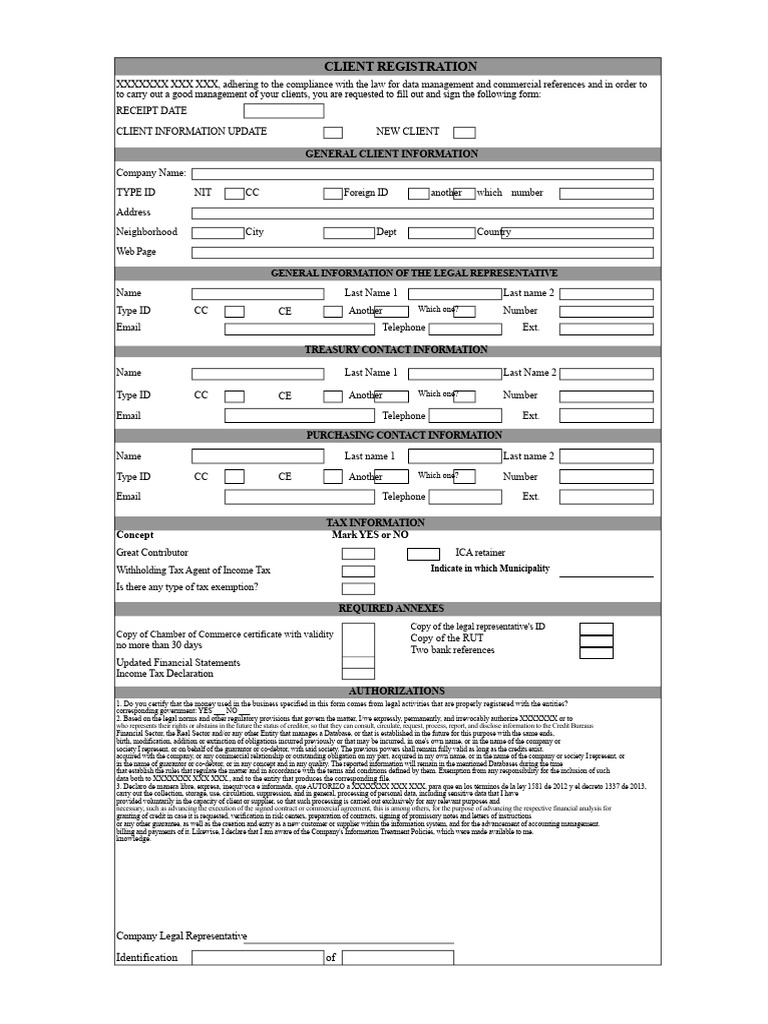 Client Registration Form for Compliance | PDF | Business