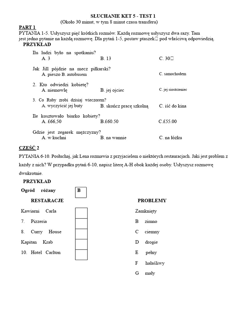 Ket 5 - Test | PDF