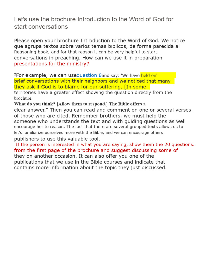 Using the Word of God Brochure for Ministry | PDF | Bible