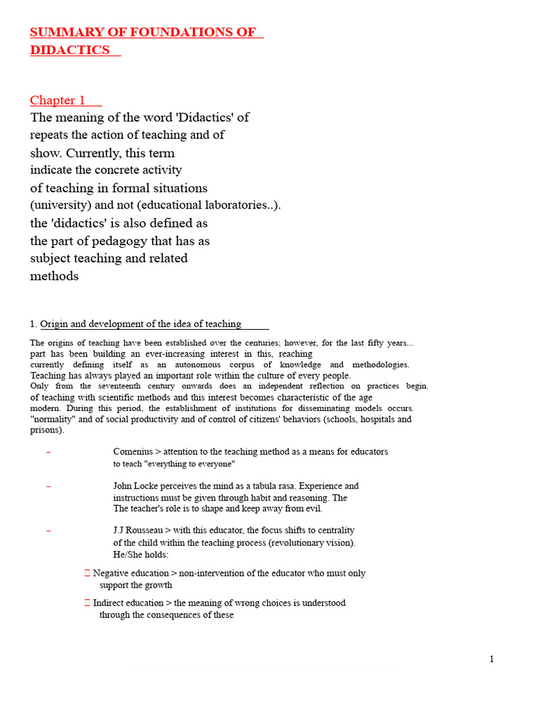 Foundations of Didactics Summary | PDF | Communication | Self Efficacy