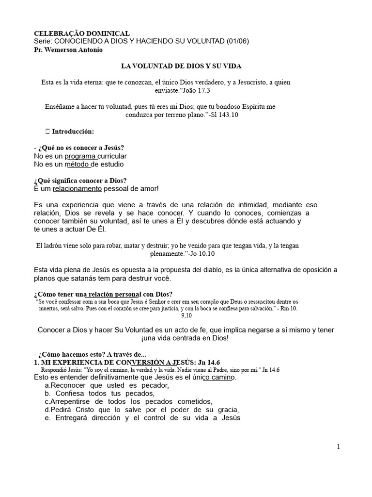 Conociendo A Dios y Haciendo Su Voluntad | PDF | Pecado | Dios