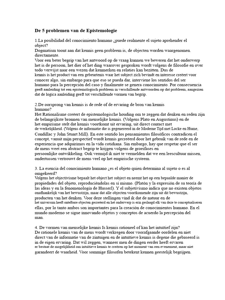 De 5 Problemen Van de Epistemologie | PDF
