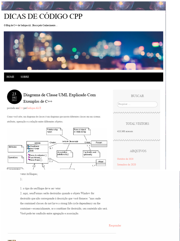 Diagrama de Classe UML em C++ | PDF | C ++ | Linguagem de modelagem ...