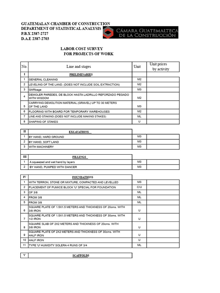 List For Labor Prices | PDF | Wall | Brick