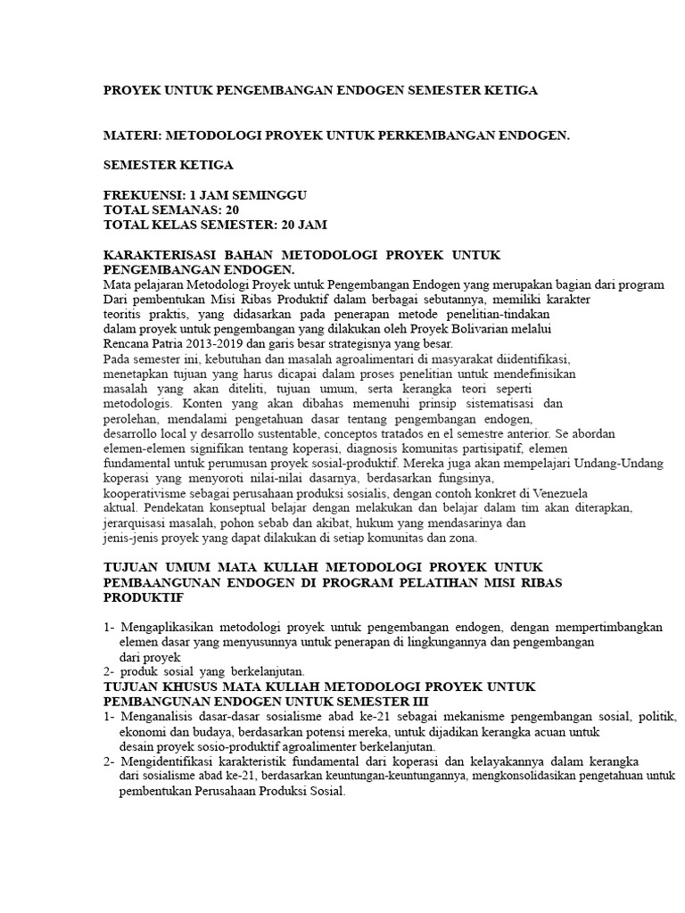 Metodologi Proyek Pengembangan Endogen | PDF