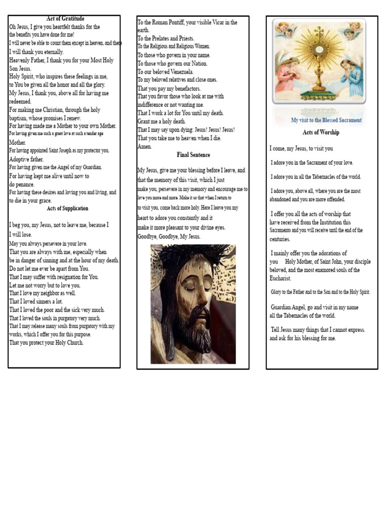 My Visit To The Blessed Sacrament | PDF | Eucharist | Jesus