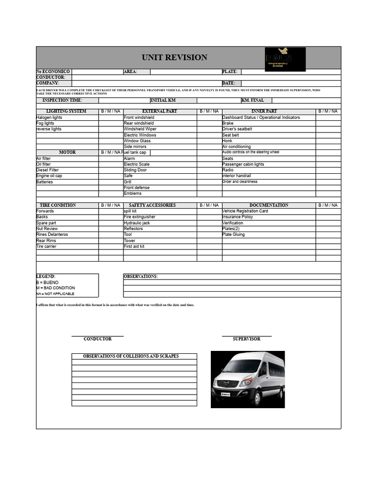 Vehicle Inspection Checklist Template | PDF | Vehicles | Conductor (Rail)