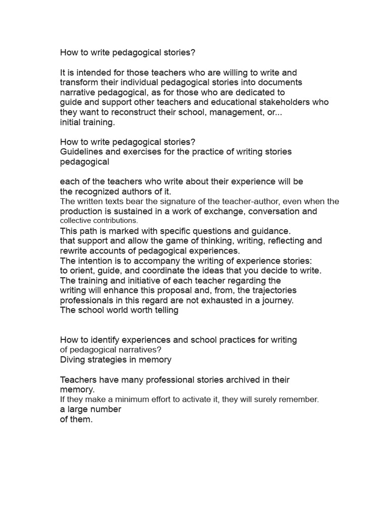 How To Write Pedagogical Stories | PDF | Experience | Mental Processes