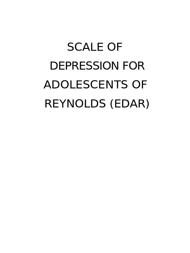 Reynolds Depression Scale for Adolescents | PDF | Major Depressive ...