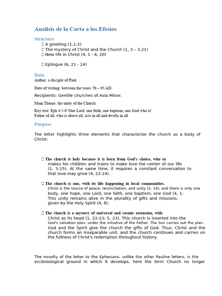 Unity and Mystery of the Church in Ephesians | PDF | Jesus | Christian ...