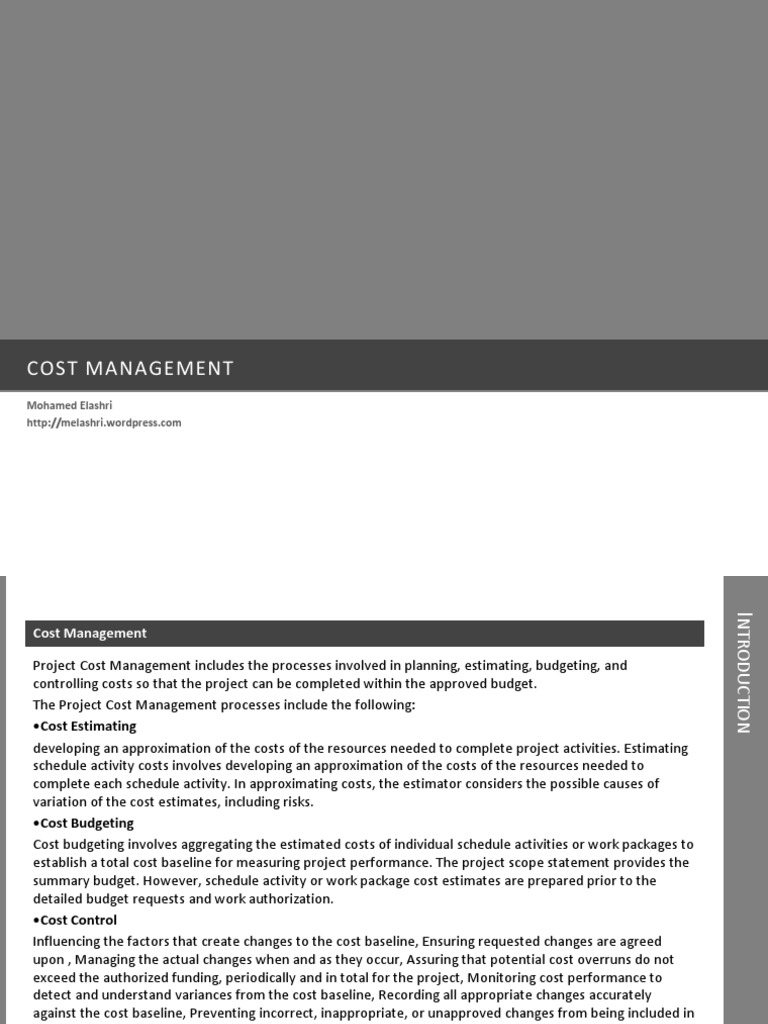 Project Cost Management Guide | PDF | Business | Computing And ...