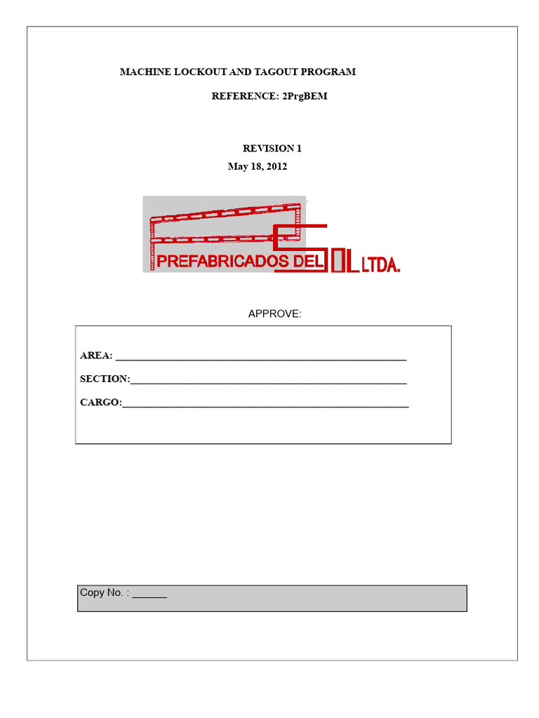 Lockout and Tagout Program For Machineryrev1 Final | PDF | Safety