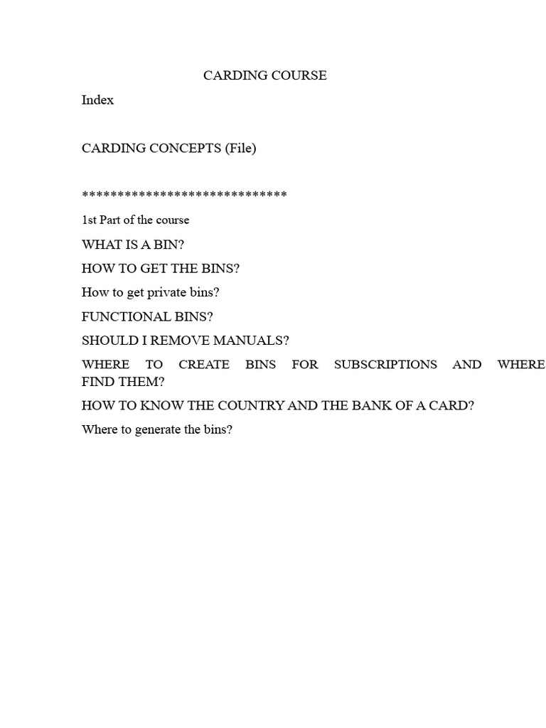 Carding Course: BIN Generation Guide | PDF | Computing