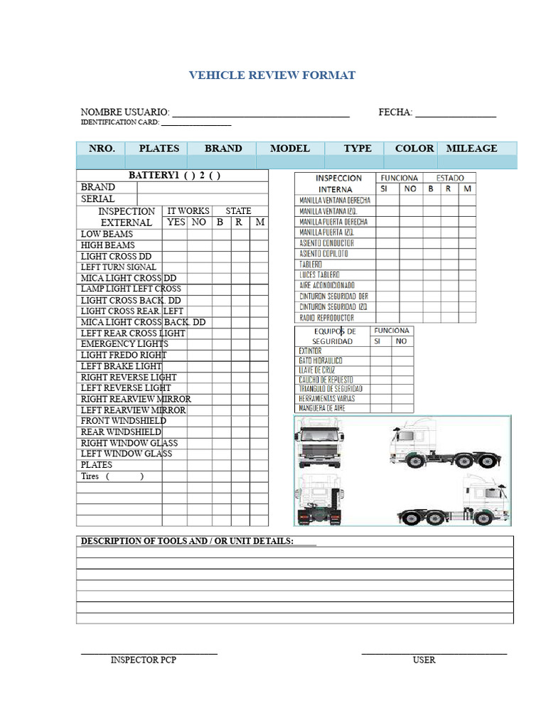Vehicle Inspection Review Template | PDF