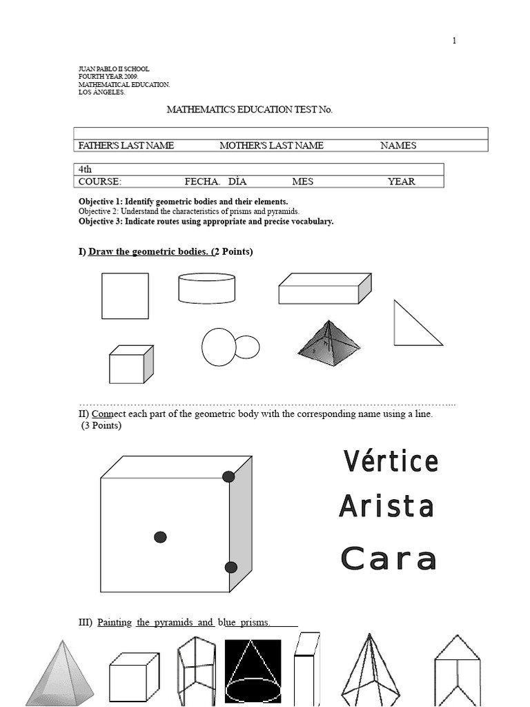 Test 4 Geometry | PDF | Geometry | Geometric Shapes