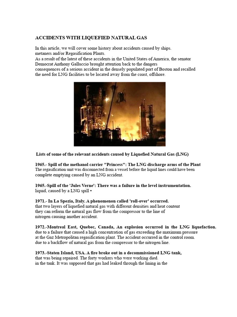 LNG Accident History and Impacts | PDF | Liquefied Natural Gas ...