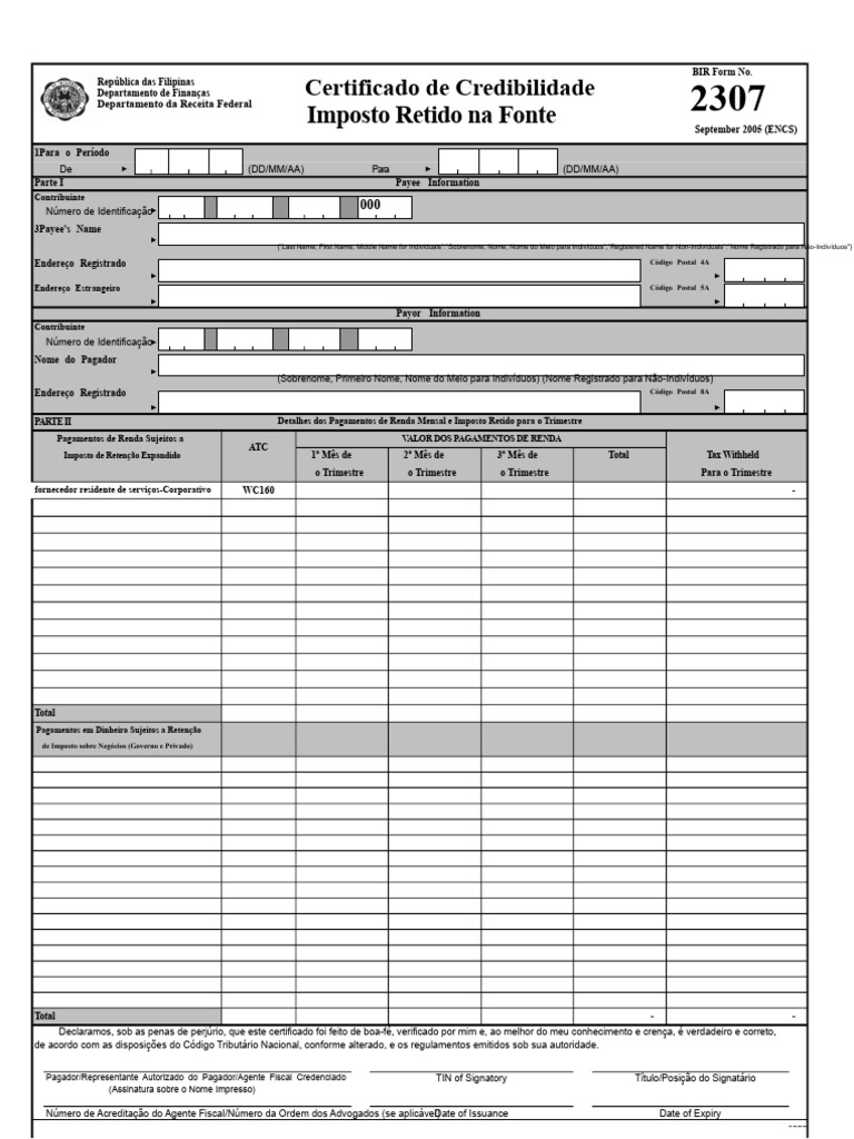 Certificado de Imposto Retido 2307 | PDF | Impostos | Empréstimos