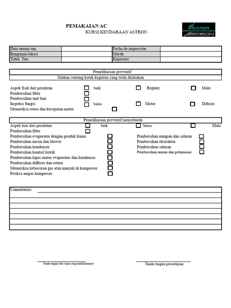 Format Pemeliharaan AC | PDF