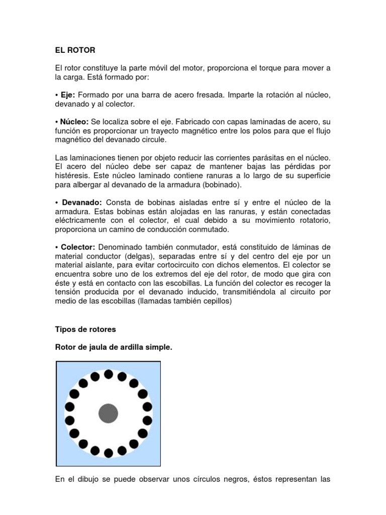 Partes y Tipos de Rotores en Motores | PDF | Inductor | Corriente eléctrica