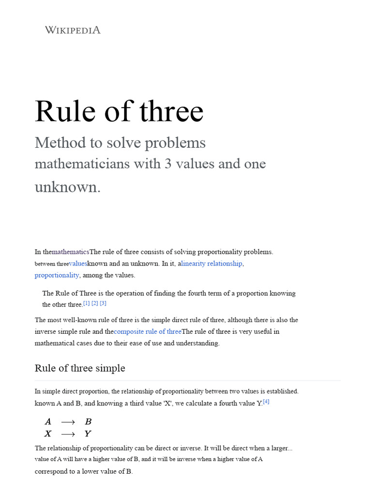 Rule of Three Wikipedia, The Free Encyclopedia PDF Elementary