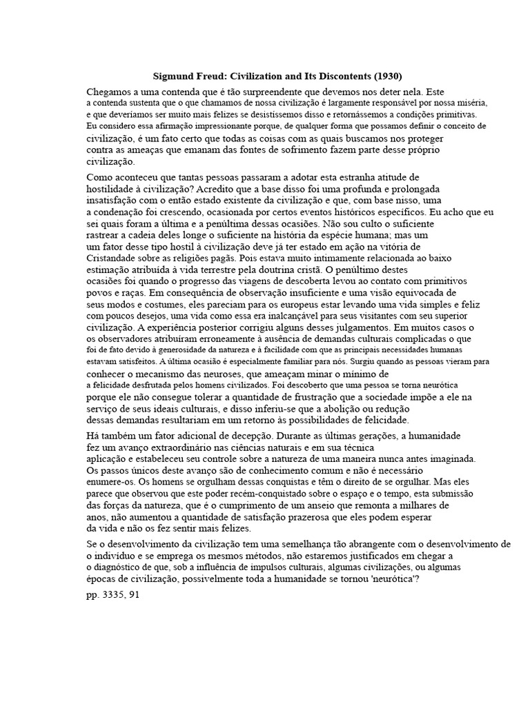 Freud: Civilização e a Busca pela Felicidade | PDF | Civilização | Estado