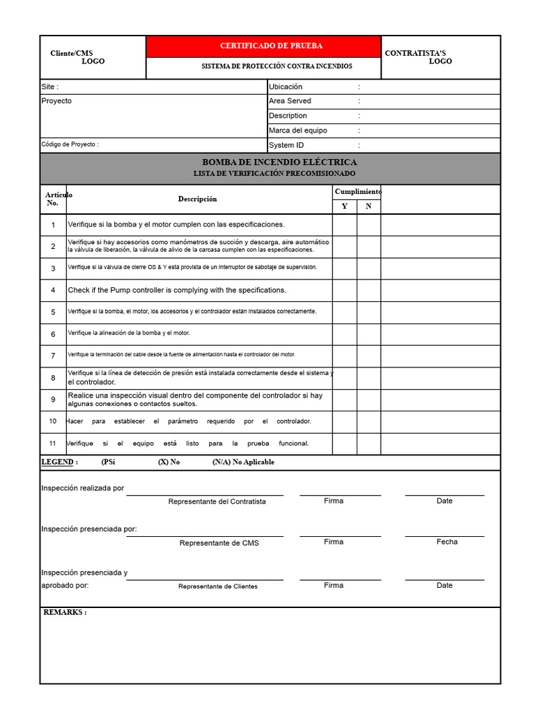 Formularios de Prueba - Sistema de Supresión de Incendios A Base de ...