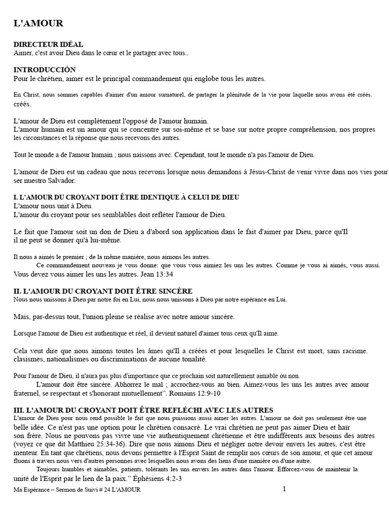 L'Amour Chrétien : Essence et Pratique | PDF | Amour | Dieu