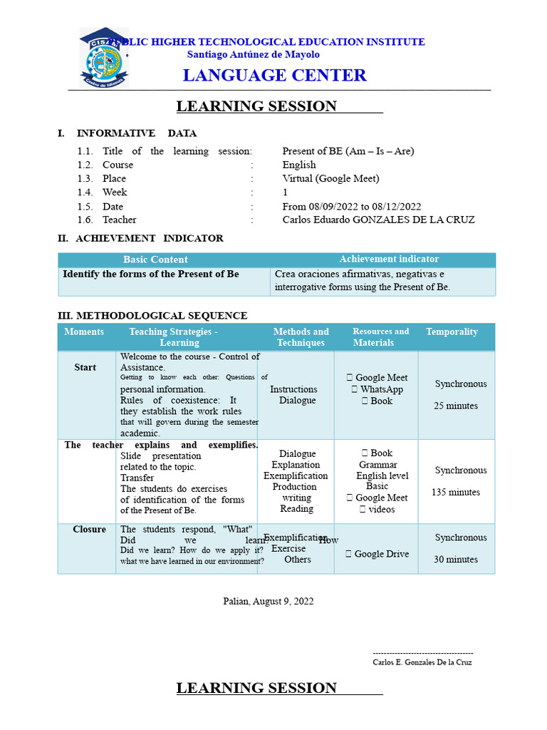Learning Sessions English 2022-Ii | PDF | English Language | Subject ...
