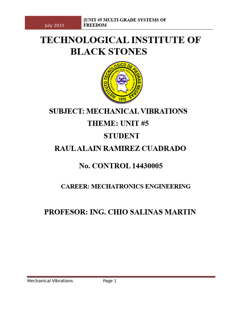 Multi-Degree Mechanical Vibrations | PDF | Oscillation | Eigenvalues ...