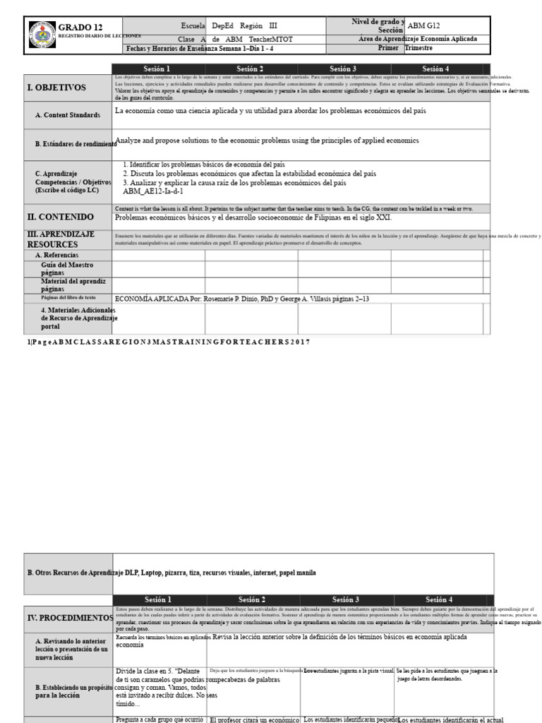 ABM - AE12 Ia D 1 | PDF | Plan de estudios | Aprendizaje