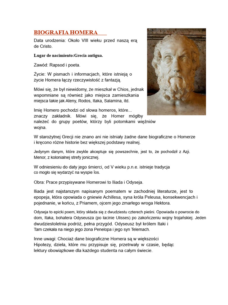 Biografia Homera | PDF