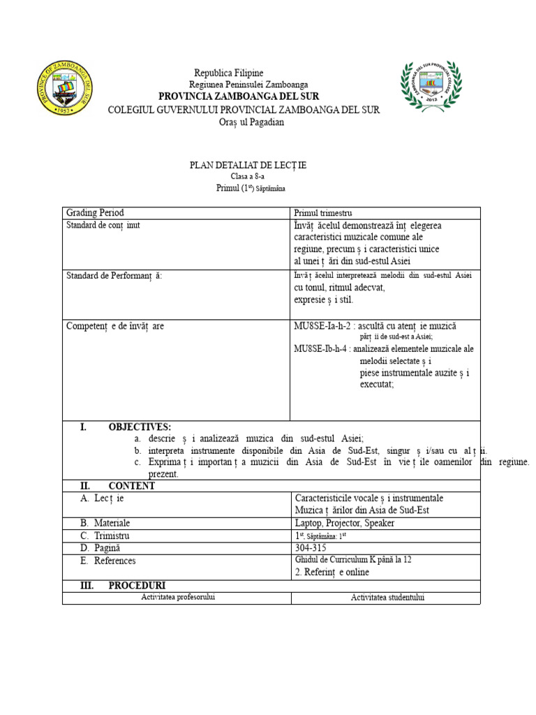 Plan de Lectie Detailed | PDF