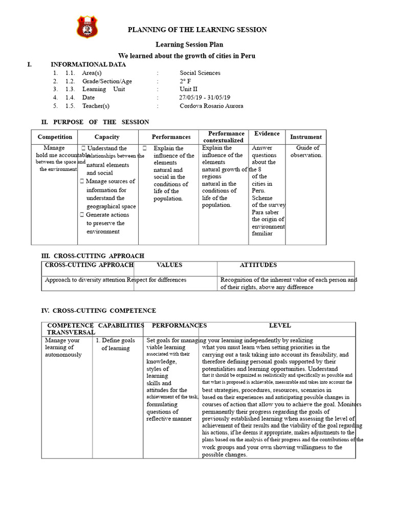 LEARNING SESSION No. 8 - 2nd - Social Sciences Final | PDF | Learning ...