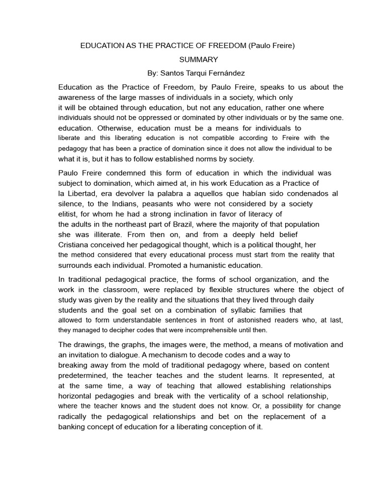 Freire's Liberating Education Principles | PDF | Pedagogy | Teachers