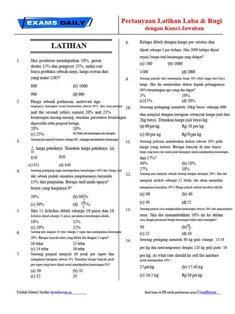 Latihan Untung Rugi | PDF