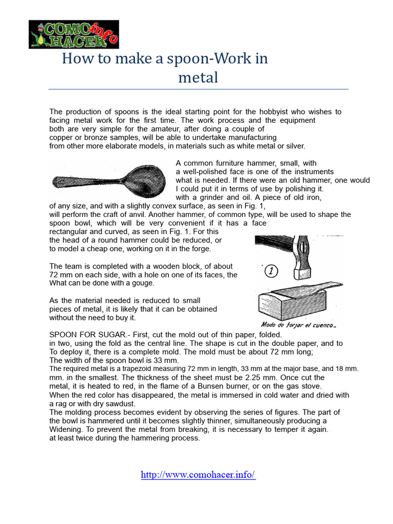 Spoon-Making Guide for Beginners | PDF | Spoon | Metalworking
